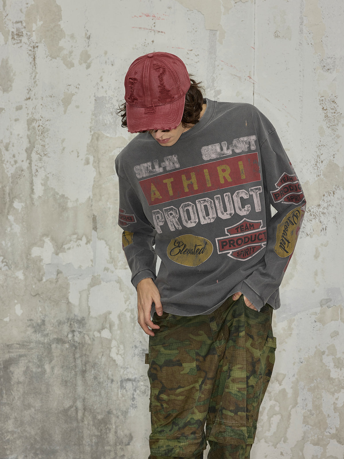 ATHIRI Signature Print Long‑Sleeve T‑Shirt