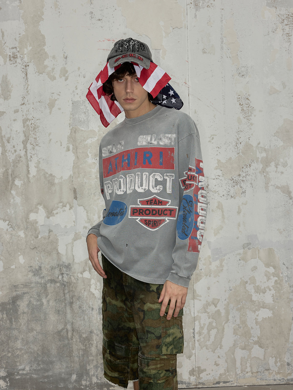 ATHIRI Signature Print Long‑Sleeve T‑Shirt